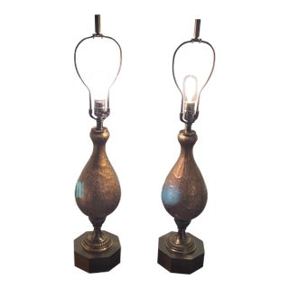 Vintage Mid-Century Modern Crackled "Genie Bottle" or "Moorish" Style. - a Pair For Sale