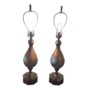 Vintage Mid-Century Modern Crackled "Genie Bottle" or "Moorish" Style. - a Pair
