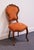 Vintage Antique Solid Beech Louis XV Victorian Rococo Revival Accent Side Chair W. Embossed Velvet Upholstery For Sale - Image 4 of 9