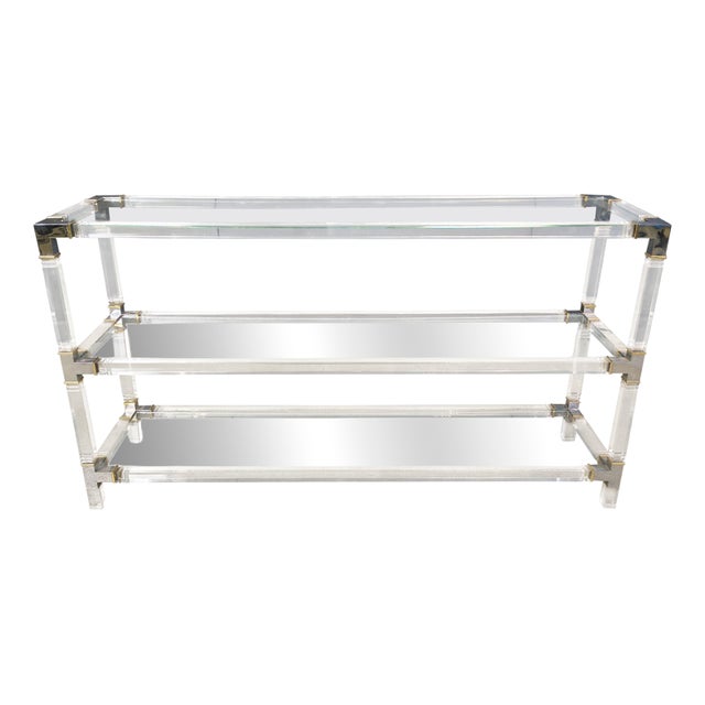 Chrome and Acrylc Glass Console Table, 1970s For Sale
