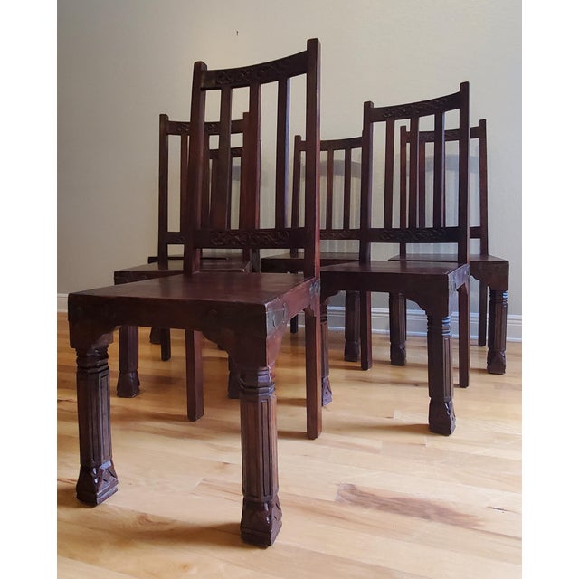 Carved Mango Wood Dining Chairs Imported From India Set of 6 Chairish