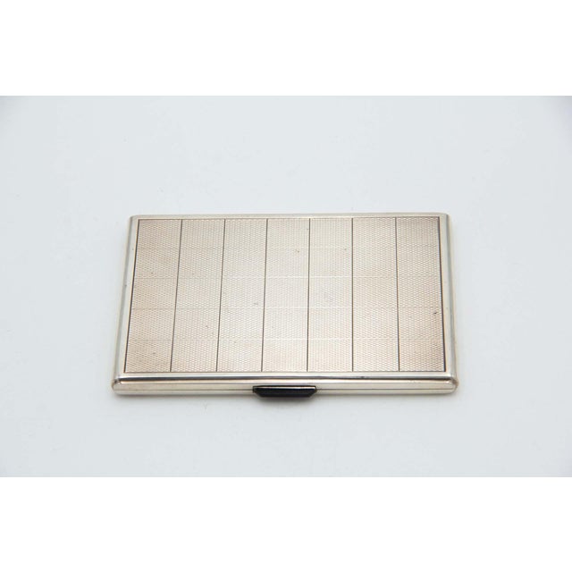 Guilloche Silver Cigarette Case with Gilt Interior For Sale - Image 3 of 3