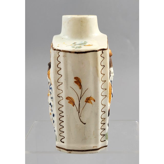 Antique English Prattware Pearlware Tea Caddy, 1700s For Sale - Image 3 of 12