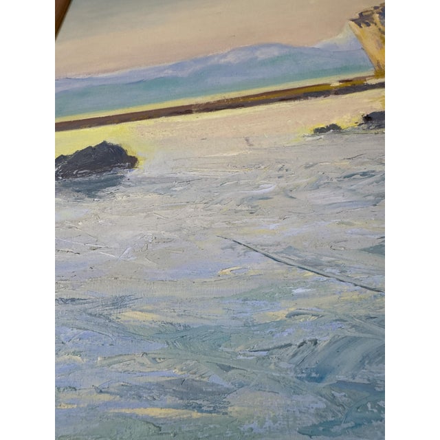 Large French Vintage Mediterranean Coastal Seascape Oil Painting on Canvas, Wood Framed For Sale - Image 10 of 18