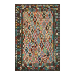 Kilim Rust Green Wool Rug - 8'3" X 9'11" For Sale
