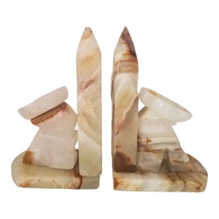 Vintage Marbled Onyx Bookends - a Pair For Sale