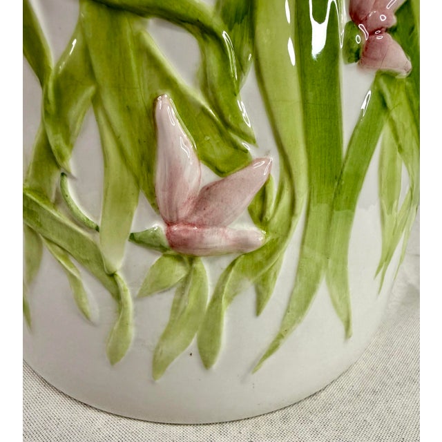 Large Italian-made earthenware cachepot, produced in the 1980s, originally sold by Maison Chaumette Paris (a high-end...