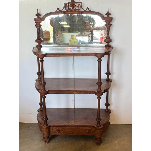 Victorian Late 19th Century Victorian Etagere Burl With Inlay For Sale - Image 3 of 9