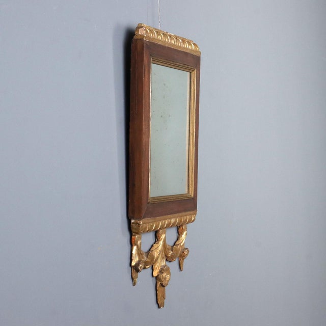Walnut Mirror with Gilded Carvings, Italy, 19th Century For Sale - Image 3 of 9