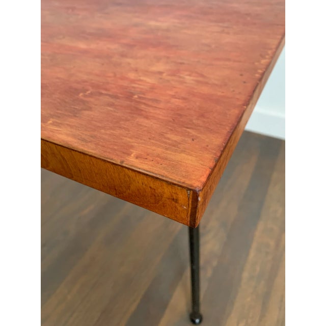 Mid-Century Modern Swivel Top Iron Leg Table For Sale - Image 9 of 11