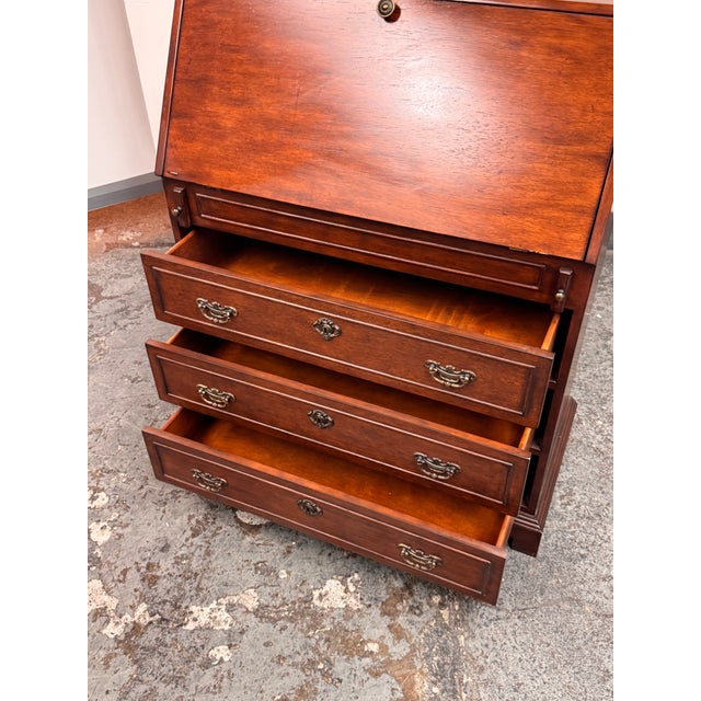Wood Secretary Desk Chest, Vintage For Sale - Image 10 of 12