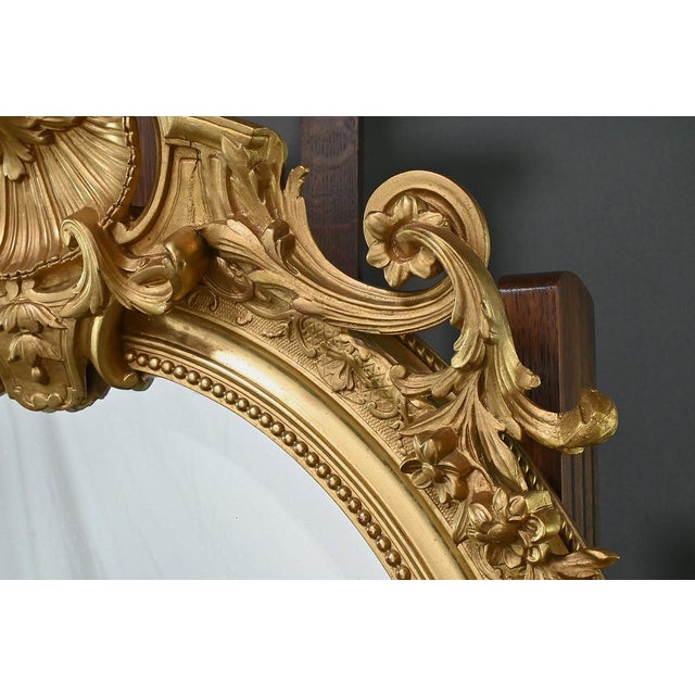 Large Louis XV Gilded Wood Mirror For Sale - Image 9 of 14