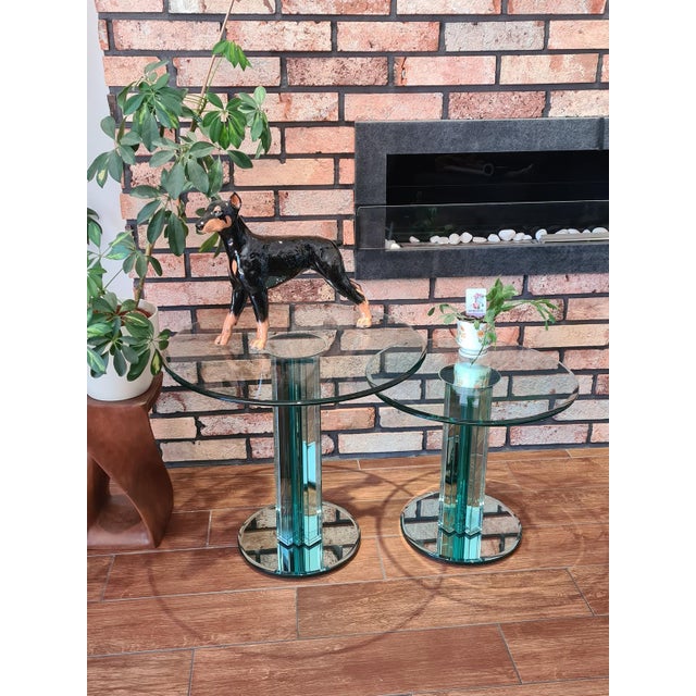Glass Side Tables by Luigi Massoni for Gallotti & Radice, Italy, 1970s, Set of 2 For Sale - Image 8 of 14
