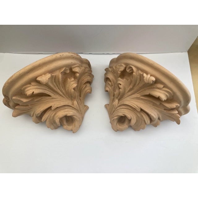 Michael Taylor Michael Taylor Acanthus Leaf Wall Brackets Natural - A Pair For Sale - Image 4 of 9