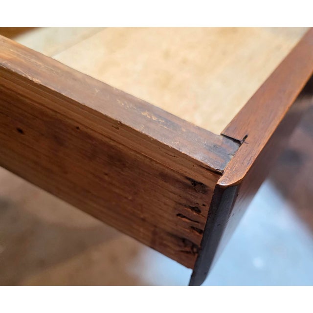 Antique Provincial Queen Anne Cabriole-Leg Writing Table in Warm Patinated Wood With Brass Ring Pull, Circa 1780–1830 For Sale In Washington DC - Image 6 of 17