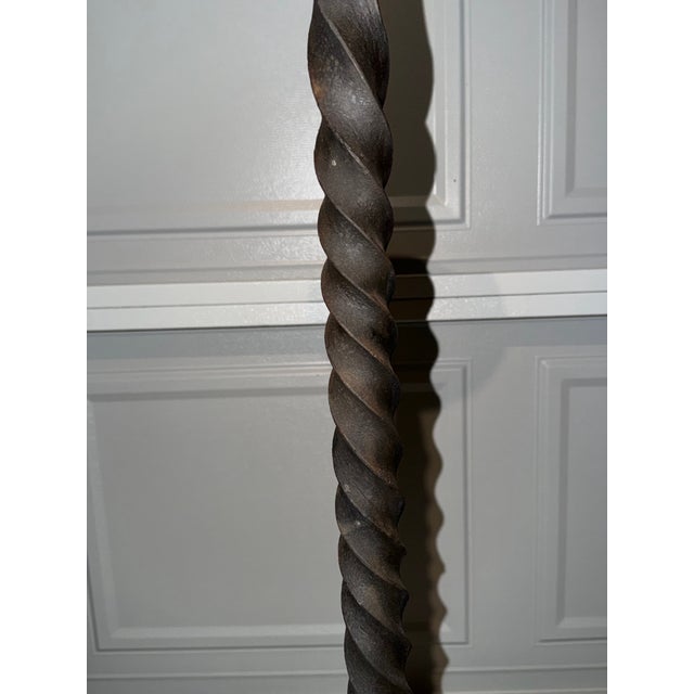 Black Large Heavy Vintage Iron Swirl Floor Candle Holders For Sale - Image 8 of 11