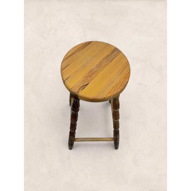Vintage English Turned Leg Wooden Round Stool A solid little stool with beautifully turned legs and a round seat that...