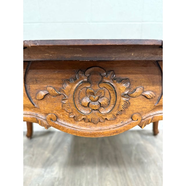 Wood Antique French Louis XV Provincial Country Style Draw Leaf Dining Table For Sale - Image 7 of 18