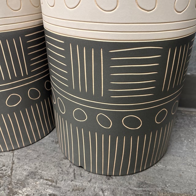Uttermost Hieroglyphics Garden Stools, Pair For Sale In San Francisco - Image 6 of 12