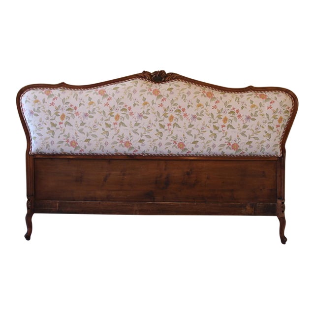 Elegant Vintage French Louise XV style carved Walnut 'California' King head board. Purchased in Rome, Italy, 1950's....