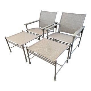 Giati Designs Aprio Collection Outdoor Chairs + Ottomans, Set of Four For Sale