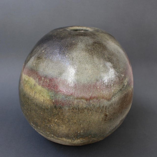 Large Spherical Stoneware Flower Vase by Ingeborg and Bruno Asshoff, 1960s For Sale - Image 3 of 15