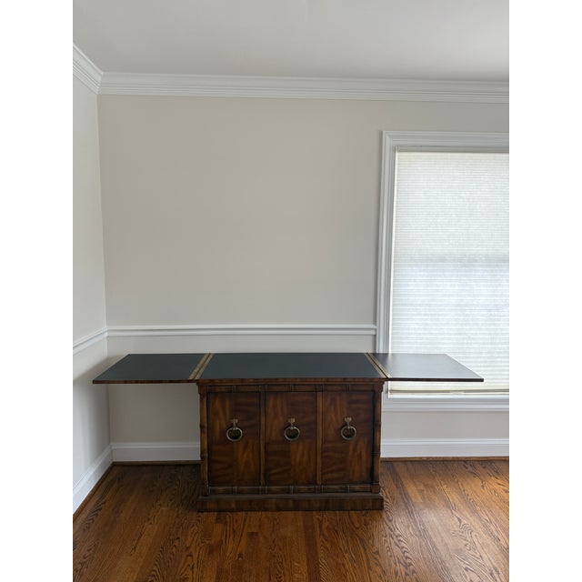 Hollywood Regency Vintage Drexel Heritage Flip Top Hollywood Regency Faux Bamboo Server For Sale - Image 3 of 18