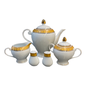 Vintage Casati Fine Porcelain Bavaria Design Tea Set With Salt and Pepper Shakers - Set of 5