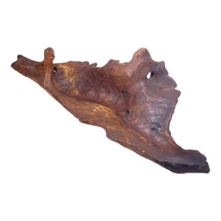 Large Brutalist Wood Bowl in Brown Patina, France, 1960s For Sale