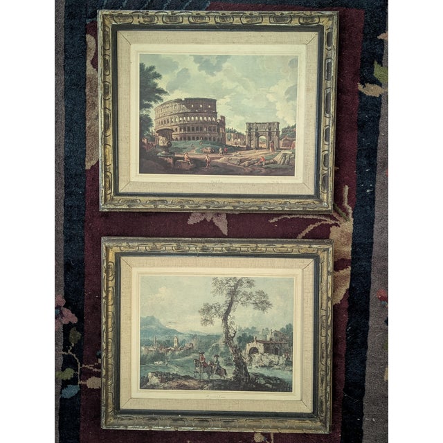 Vintage Framed Italian Neoclassical Architectural Art Framed -a Pair For Sale - Image 16 of 17
