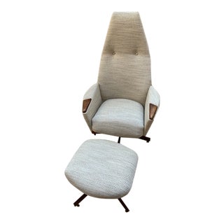 Adrian Pearsall Swivel High Back Chair and Ottoman Newly Upholstered - 2 Piece Set For Sale