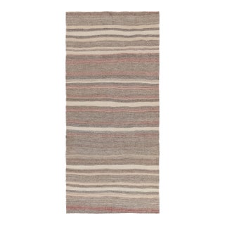 Vintage Persian Kilim Runner in Muted Neutral Stripes - Rug & Kilim For Sale