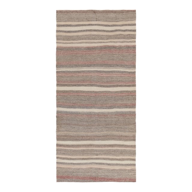 Vintage Persian Kilim Runner in Muted Neutral Stripes - Rug & Kilim For Sale
