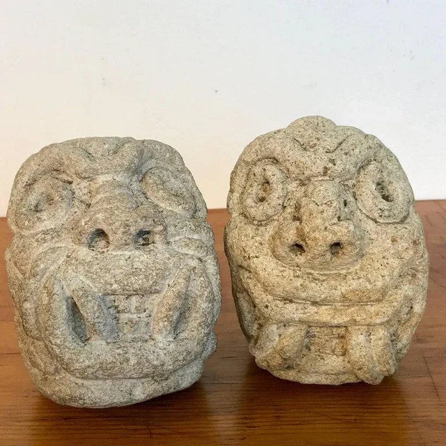 Mid 19th Century Mid 19th Century Two Carved Mayan Deity Limestone Architectural Carvings or Elements For Sale - Image 5 of 13