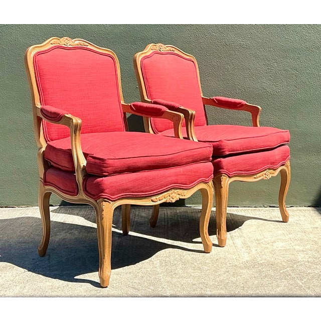 Vintage Carved Fauteuil Chairs - A Pair For Sale - Image 9 of 12