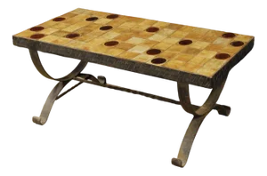 French Coffee Table with Top in Ceramic and Glass, 1960