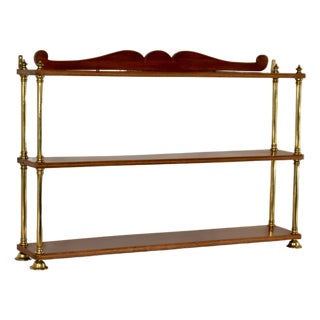 19th Century Mahogany and Brass Campaign Wall Shelf For Sale