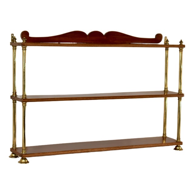 19th Century Mahogany and Brass Campaign Wall Shelf For Sale