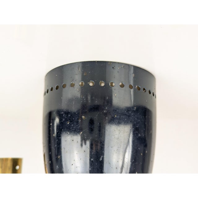 Italian Adjustable Sconce in Black Aluminum and Brass, 1950s For Sale - Image 9 of 12