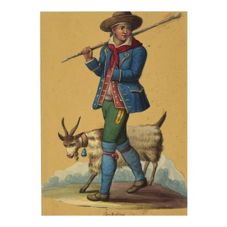 Michela De Vito, Peasant Costume, Ink and Watercolor, 1620s For Sale