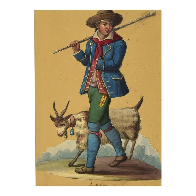 Michela De Vito, Peasant Costume, Ink and Watercolor, 1620s For Sale
