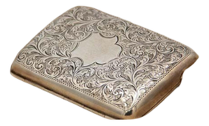 Curved Silver Cigarette Case with Engraved Garlands