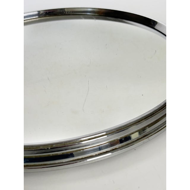 Round Metal Tray with Mirrored Surface, France, 1940s For Sale - Image 9 of 12