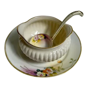 Vintage Lenox & Noritake Porcelain Mayonnaise Bowl, Ladle & Underplate