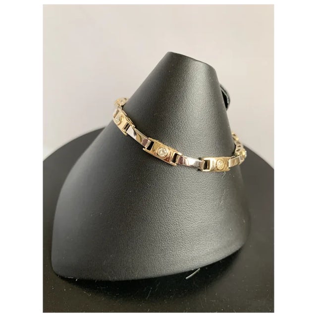 Late 20th Century 14k Two Tone Gold Diamond Bracelet For Sale - Image 4 of 10