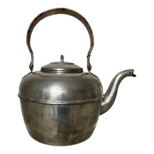 Vintage French Tea Kettle With Cane Wrapped Handle