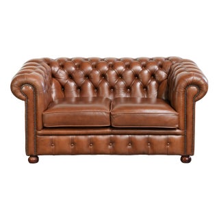English Two-Seater Sofa in Cowhide Leather For Sale