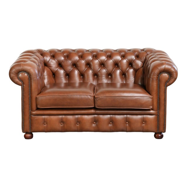 English Two-Seater Sofa in Cowhide Leather For Sale
