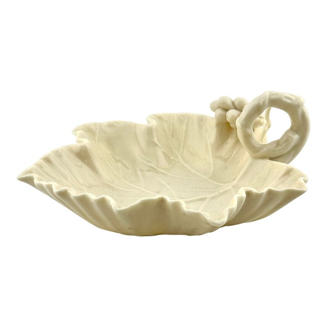 Vintage Ceramic Grape Leaf Catchall For Sale