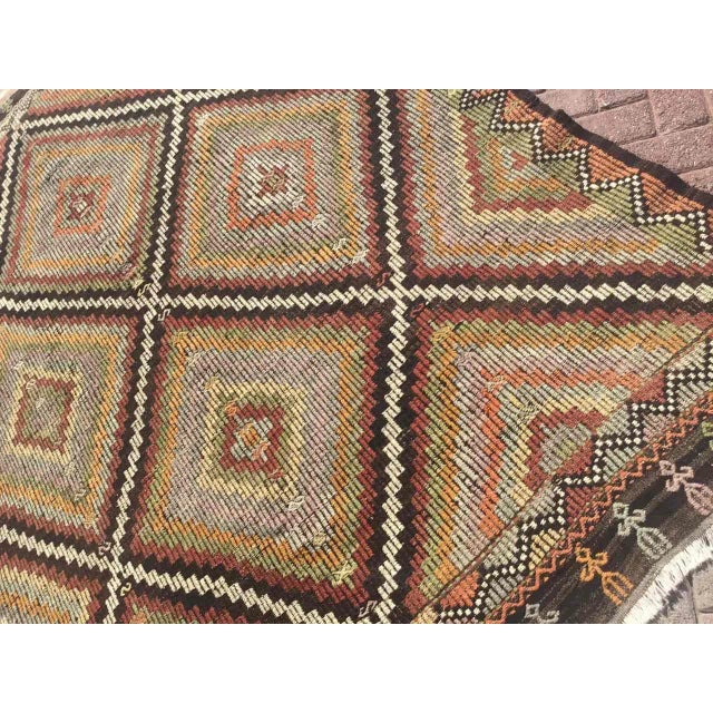 Vintage Rustic Turkish Kilim Rug - 80" X 104" For Sale In Raleigh - Image 6 of 11